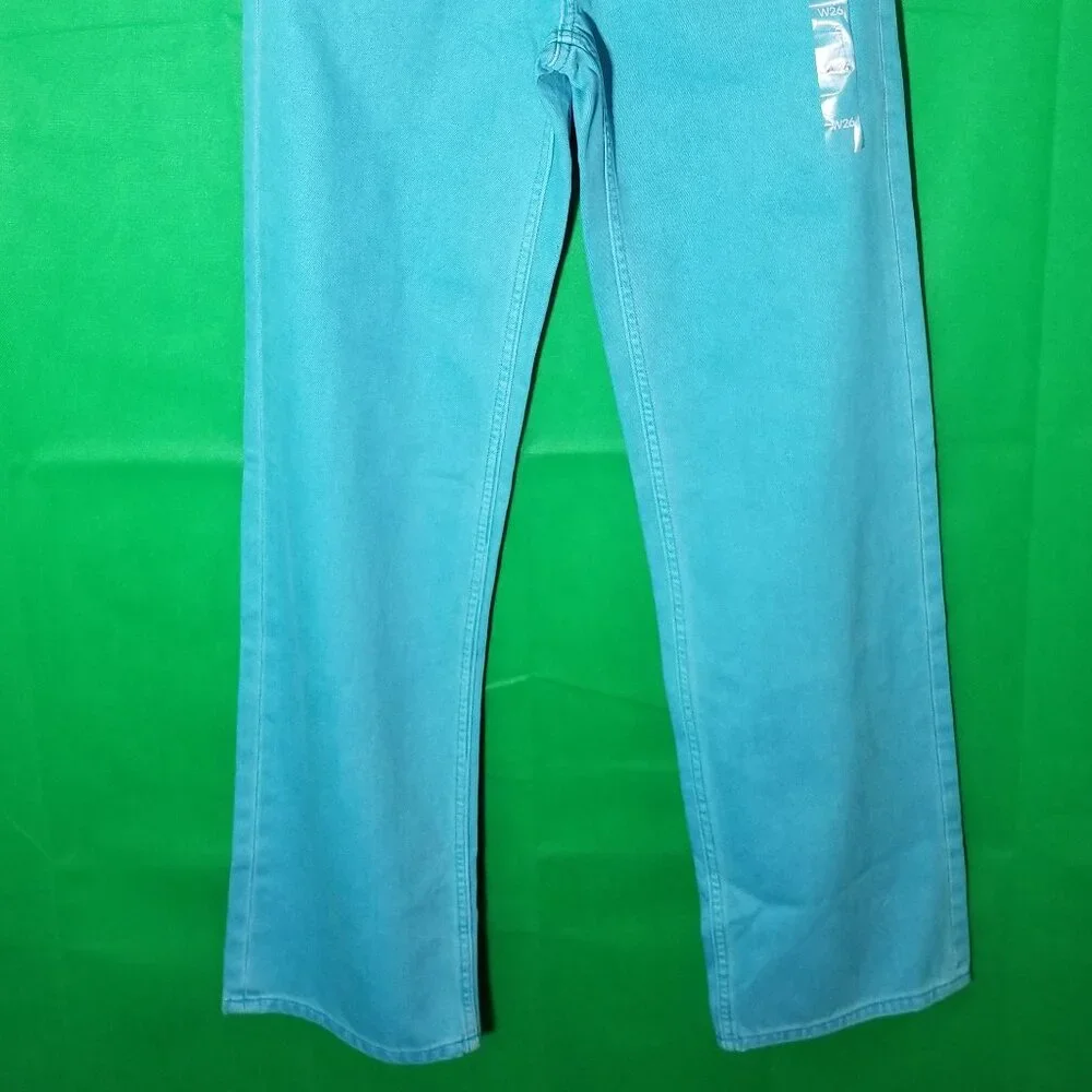 Calvin Klein Womens Sz 26 Teal Straight Leg Jeans Retro Festival‎ Coastal NWT
